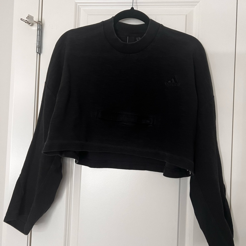Adidas Women's Black Cropped Sweatshirt
